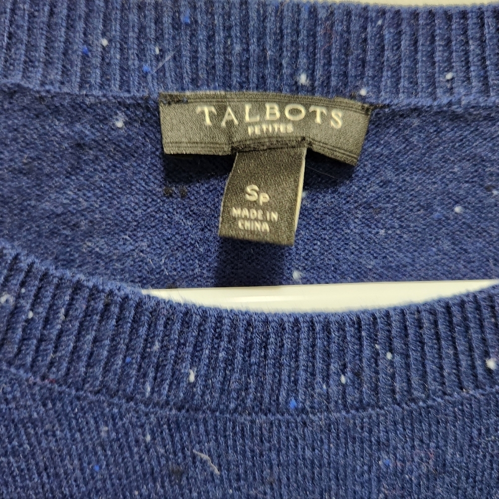 TALBOTS Navy Lighthouse Snowman Snow Globe Sweater Lambs wool Blend Size SP - Picture 4 of 6